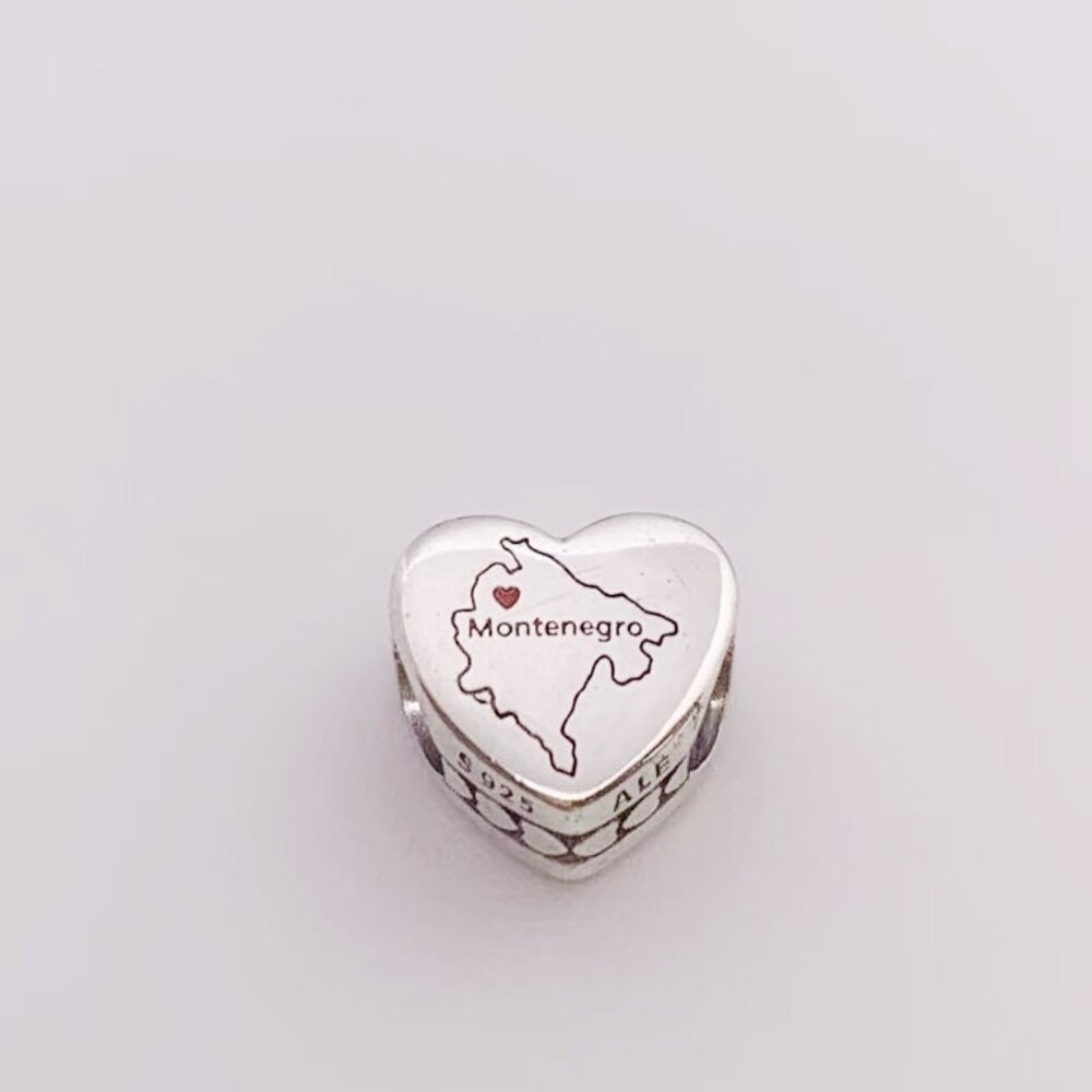 Pandora Montenegro Map I Love Montenegro Heart Charm